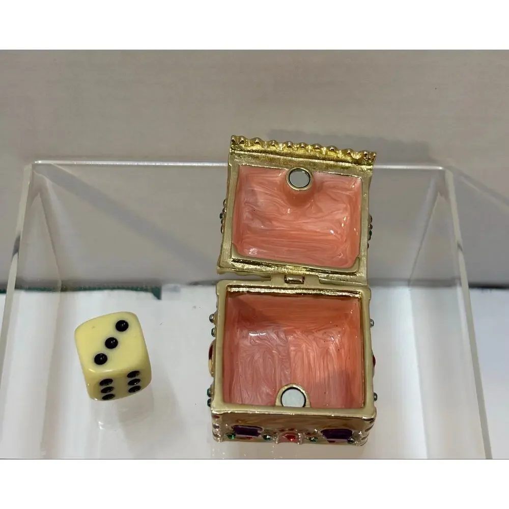 Vintage Monet Enameled Mini Gingerbread House Christmas Trinket Box